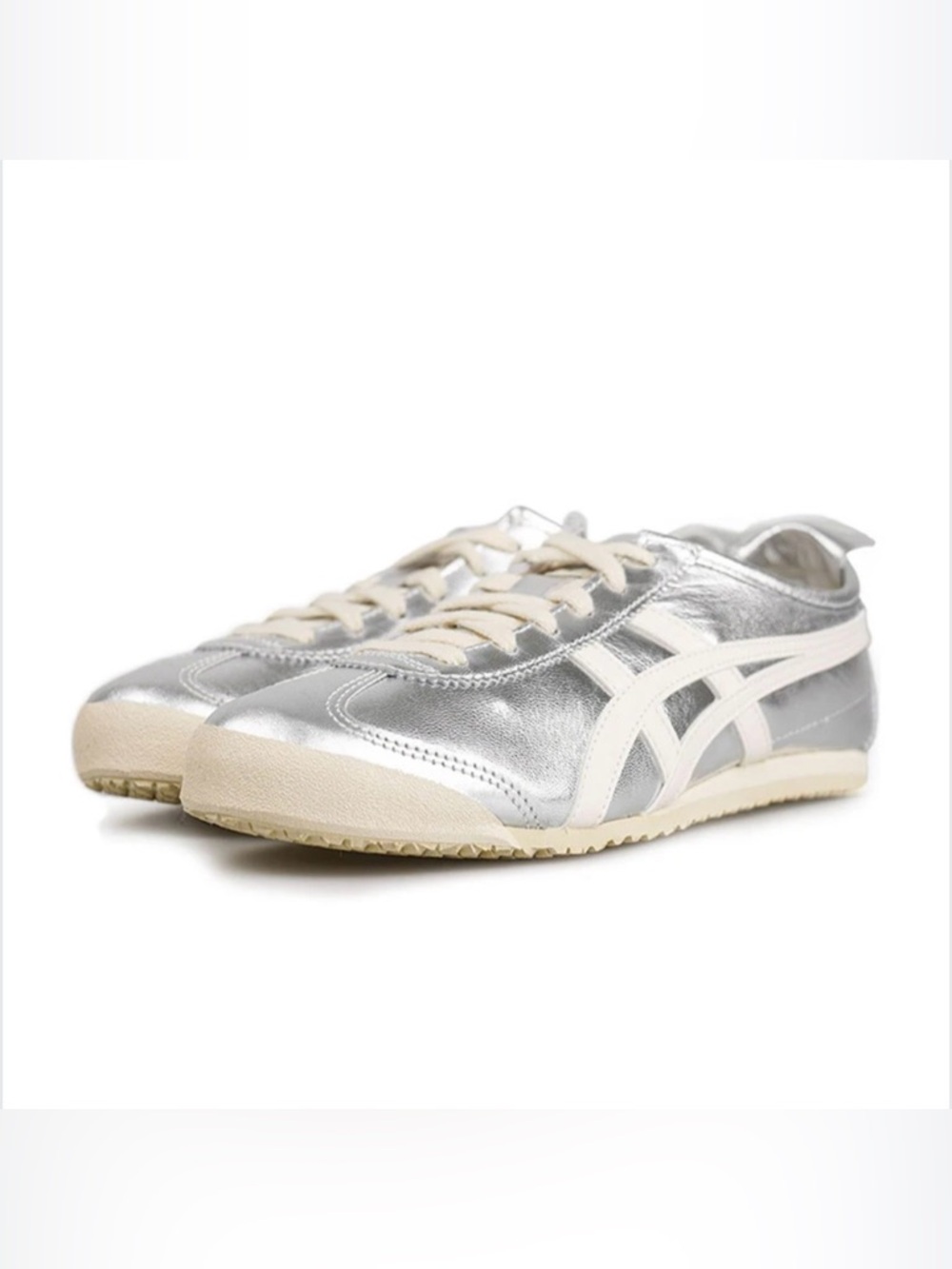 NWT Onitsuka Tiger Mexico 66 Silver Sneakers Unisex US Men's 5.5/Women's 7